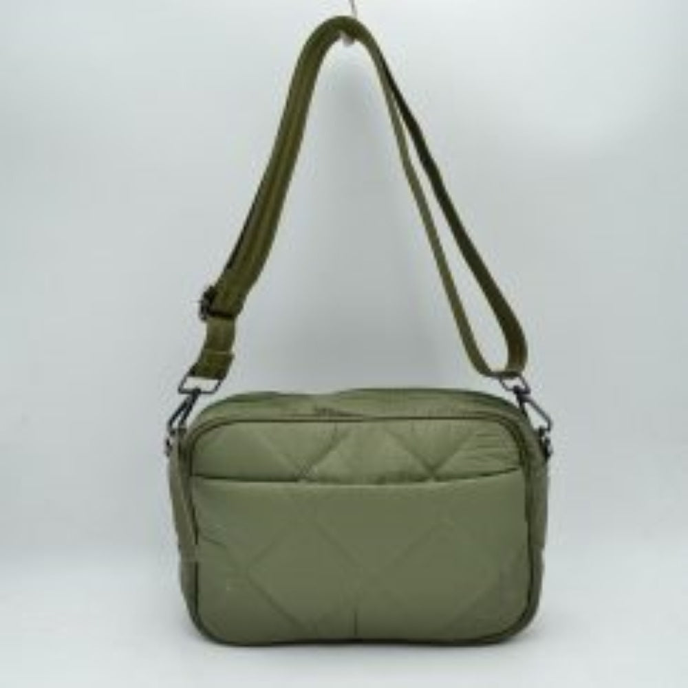 Quilted Puffer Crossbody Bag with Adjustable Webbing Strap