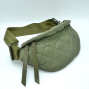 Quilted Puffer Belt Bag with Dual Zipper Pulls and Adjustable Strap