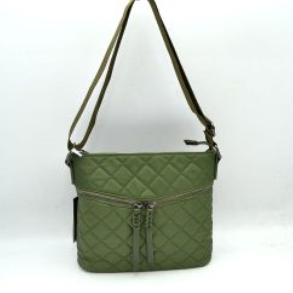 Quilted Crossbody Bag with Curved Zip and Adjustable Strap