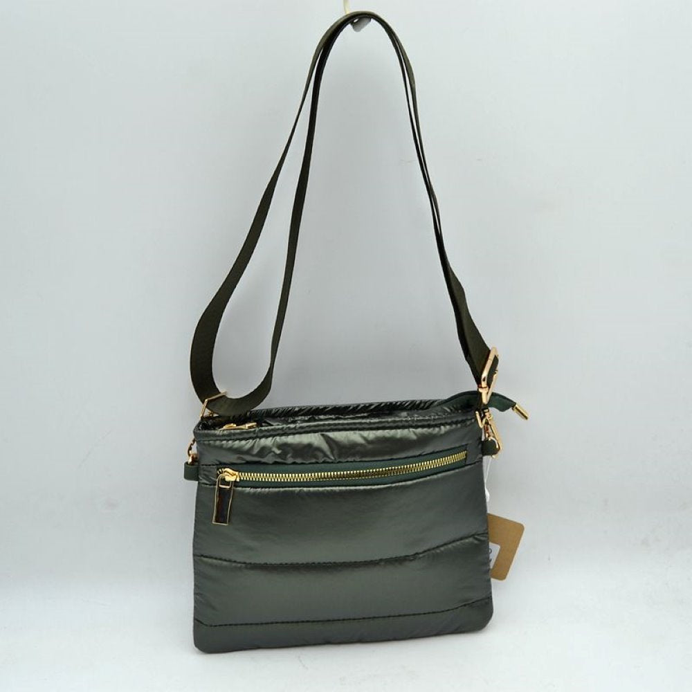 Sleek Multi-Pocket Puffer Crossbody Bag