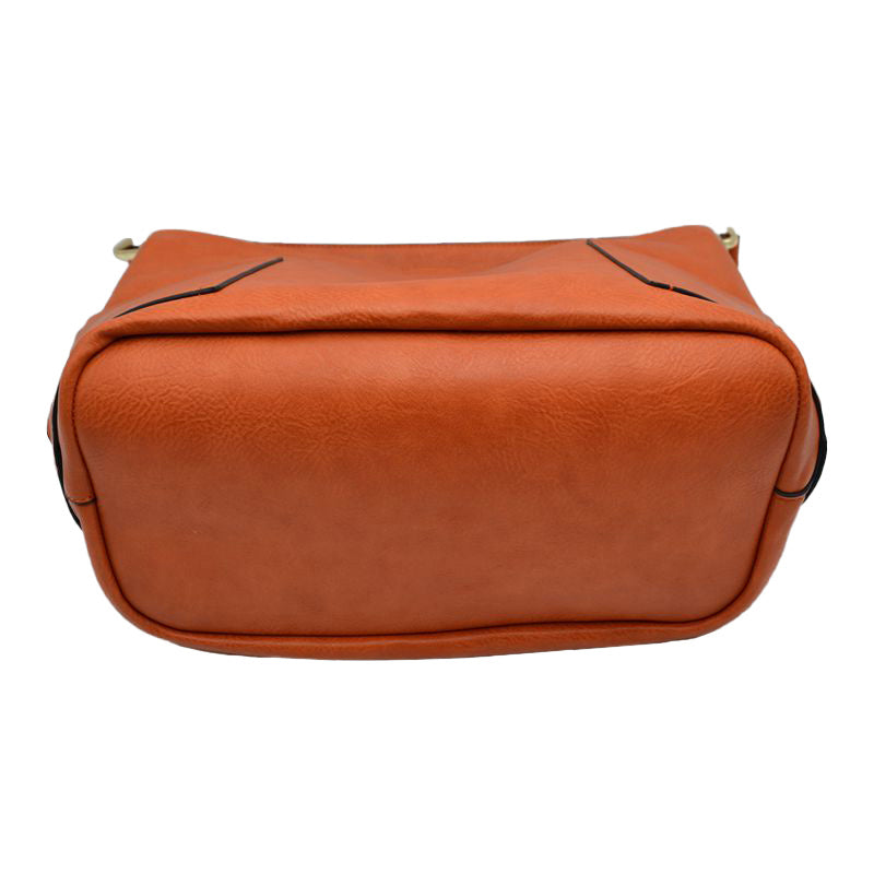 2-in-1 Chic Satchel Side Pocket Bucket Bag with Long Strap