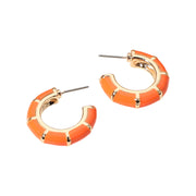 Enamel Bamboo Hoop Earrings