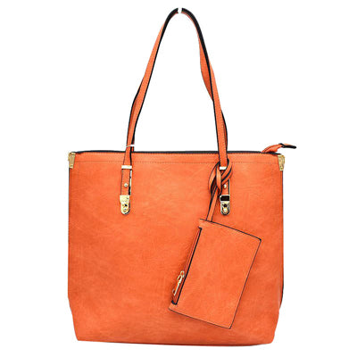 Soft Faux Leather Tote Handbag With Wallet