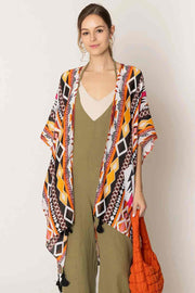 Striking Aztec Print Tassel Kimono