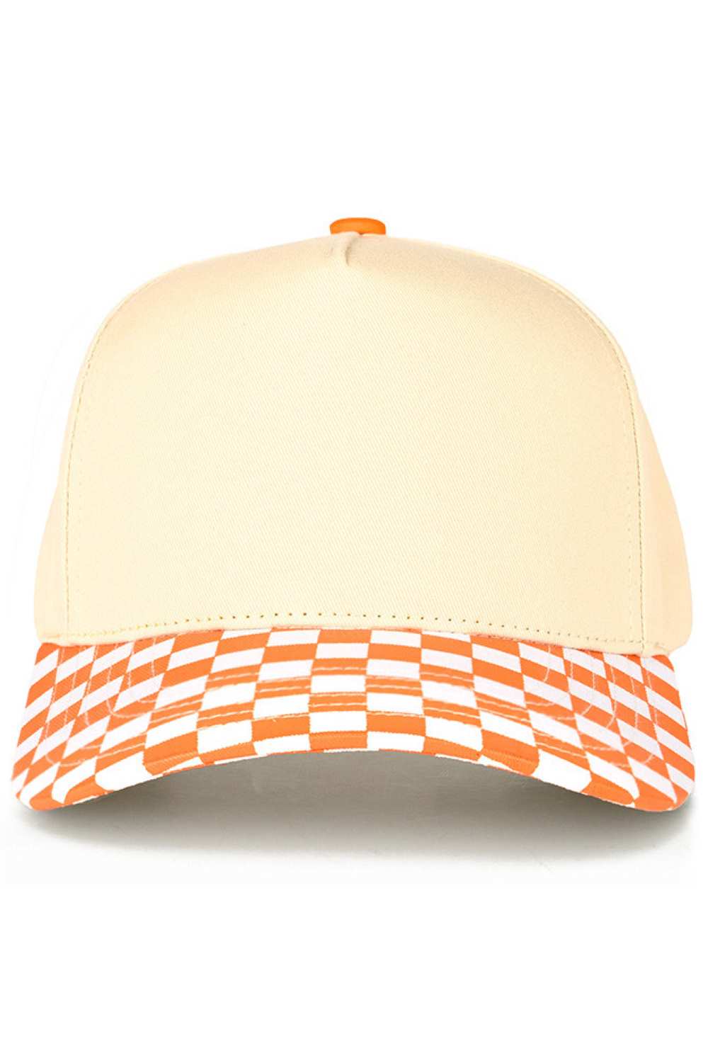 C.C Check Board Pattern Print Two Tone Canvas Trucker Hat
