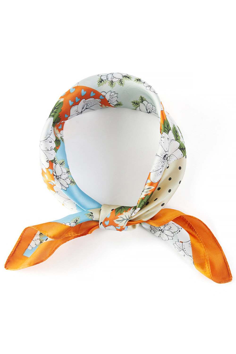 Floral with Wavy Strip Pattern Print Bandana Scarf