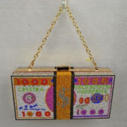 Rhinestone Money Clutch Bag with Removable Chain Strap