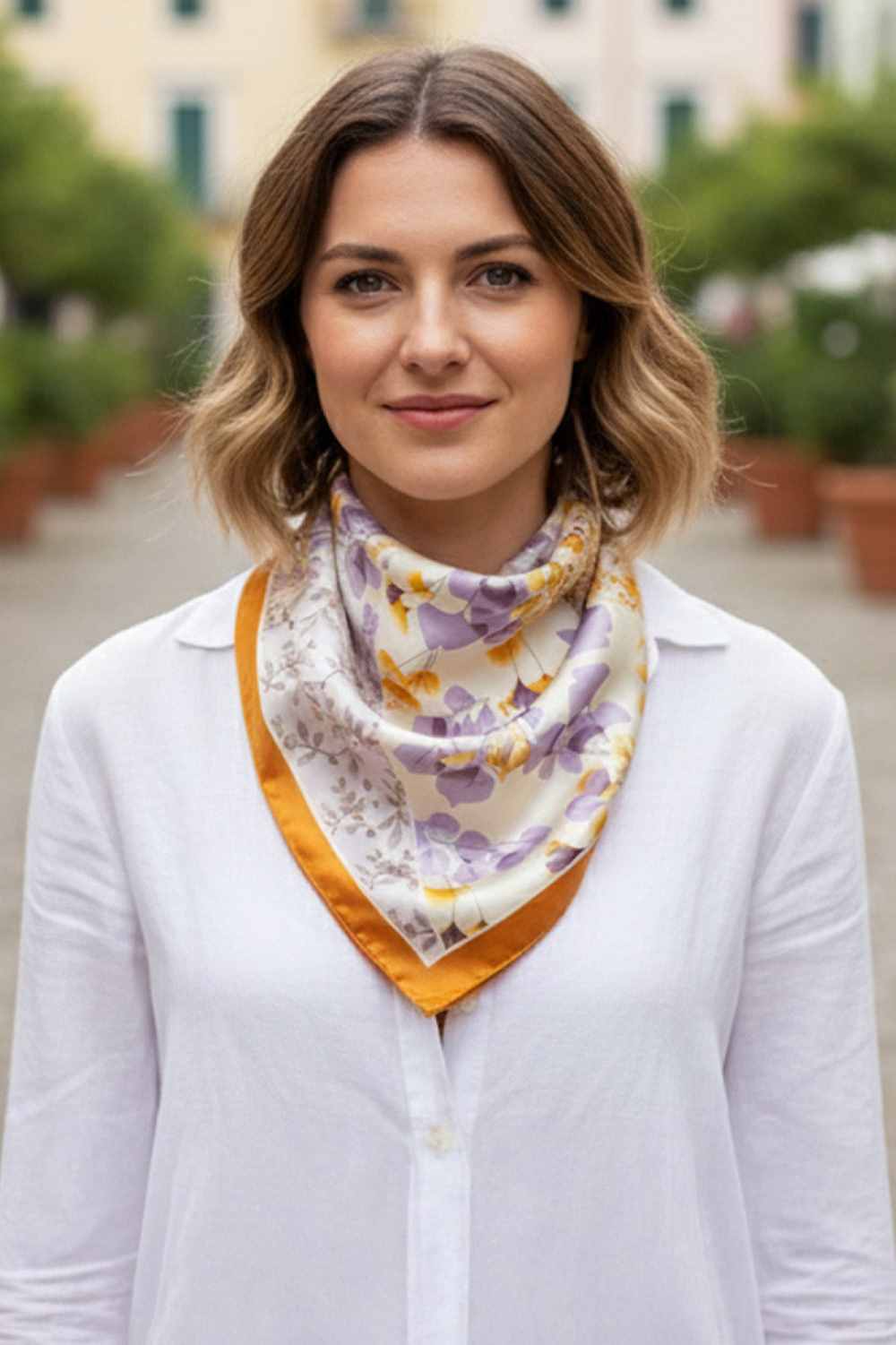 Multi Floral Pattern Print Bandana Scarf
