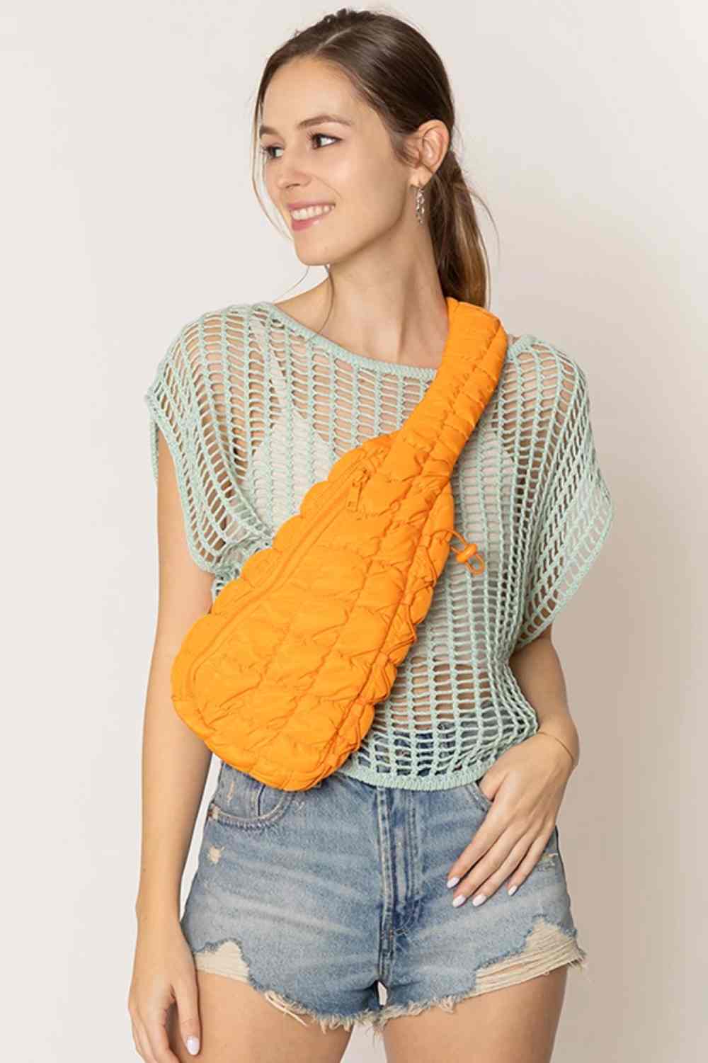 Solid Quilted Sling Bag