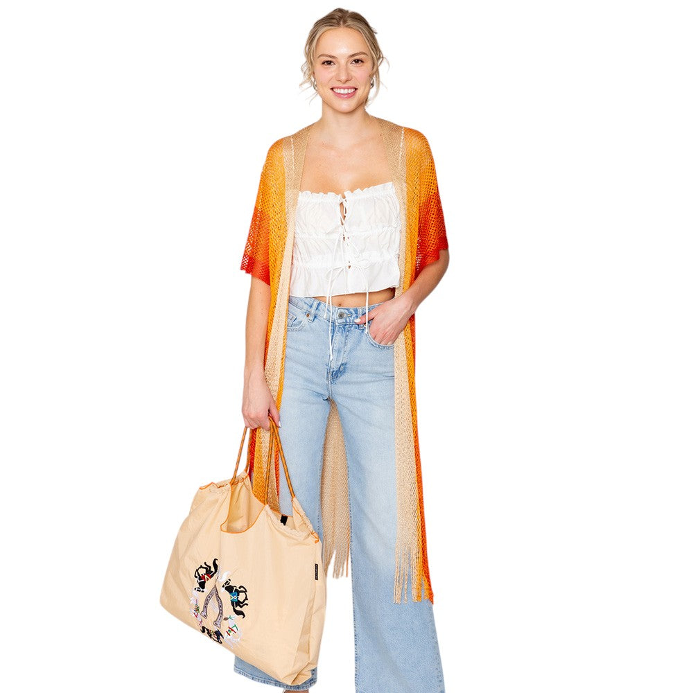 Two Tone Lurex Kimono Poncho