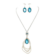 Oval Glass Crystal Triple Abstract Hoop Necklace