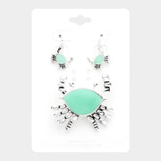 Sea Glass Detail Metal Crab Magnetic Pendant Set