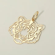 Metal Tiger Face Cutout Pendant Charm