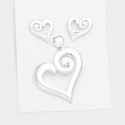 Metal Heart Pendant Set