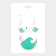 Sea Glass Wave Round Magnetic Pendant Set