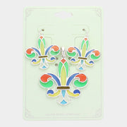 Colorful Fleur de Lis Pendant Set