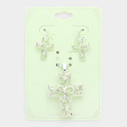 Filigree Metal Cross Pendant Set
