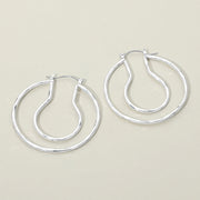 Hammered Metal Organic Layered Pin Catch Hoop Earrings
