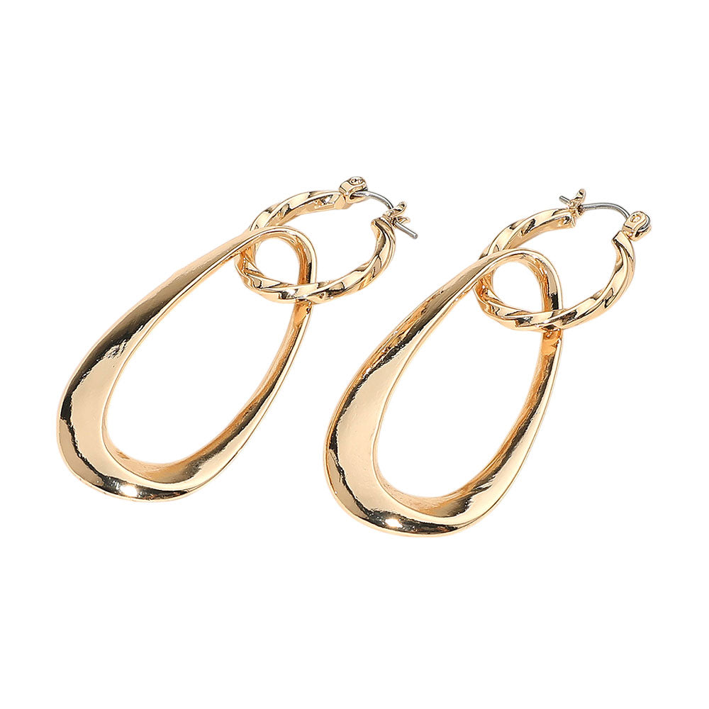Sculptural Metal Drop Pin Catch Earrings