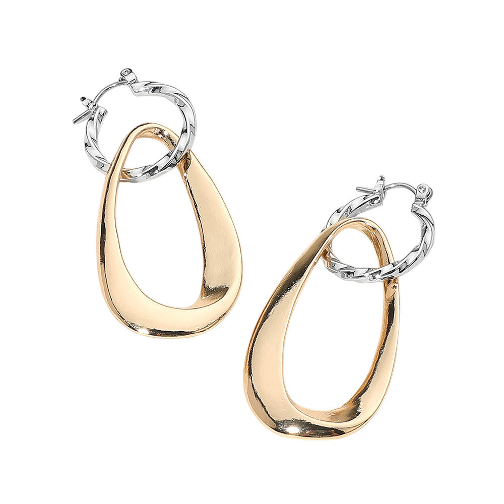 Sculptural Metal Drop Pin Catch Earrings