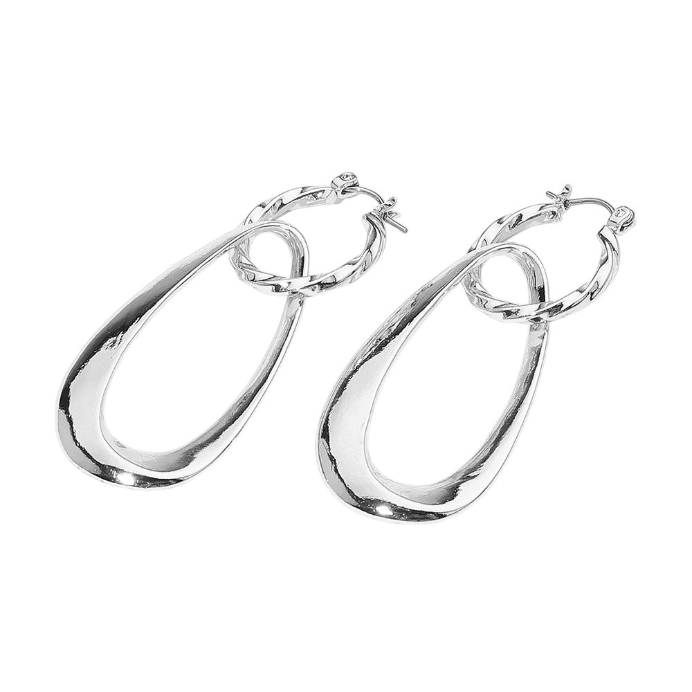 Sculptural Metal Drop Pin Catch Earrings