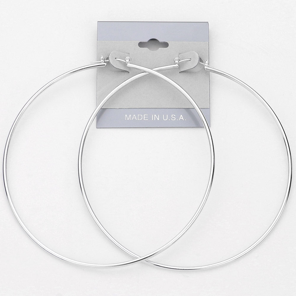 Oversized Metal Pin Catch Hoop Earrings