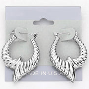 Abstract Metal Pin Catch Hoop Earrings