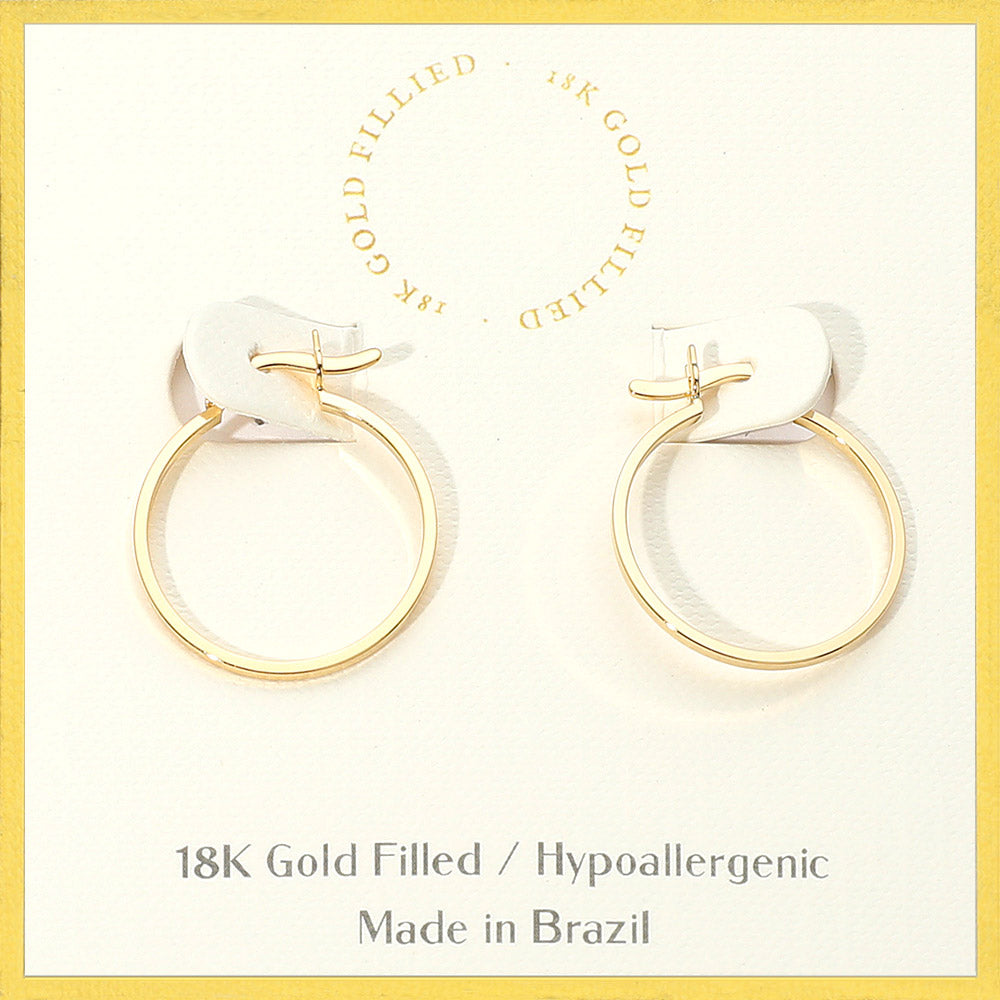 18K Gold Filled Pin Catch Skinny Hoop Earrings