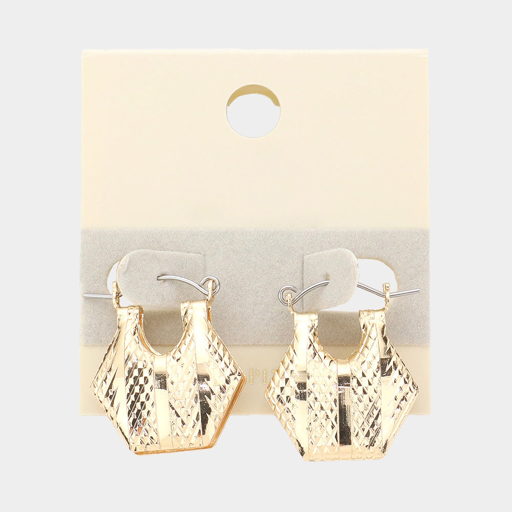 14K Gold Dipped Abstract Metal Pin Catch Earrings