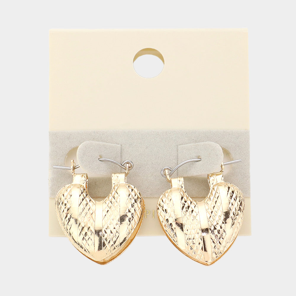 14K Gold Dipped Heart Metal Pin Catch Earrings