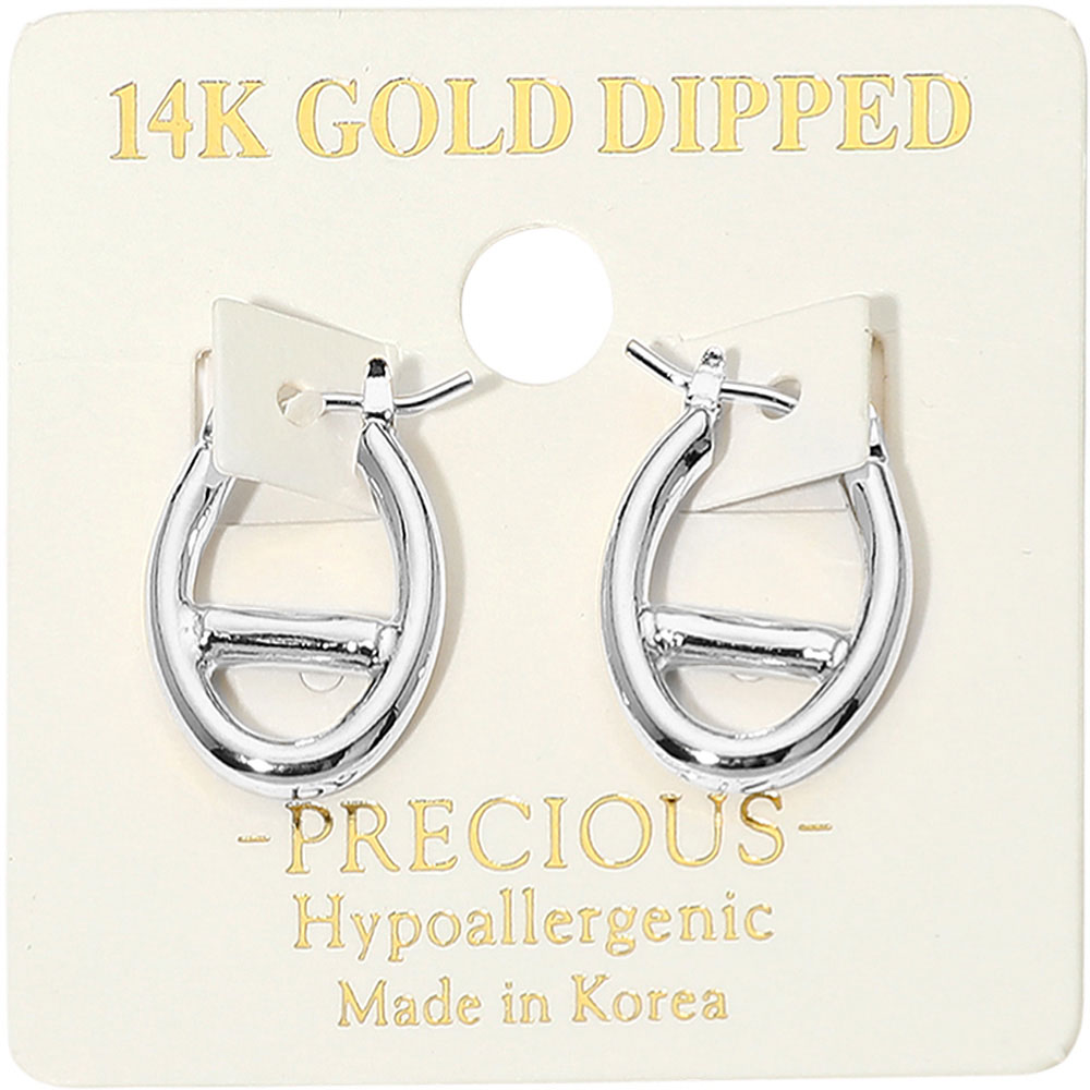 14K Gold Dipped Hypoallergenic Oval Pin Catch Hoop Earrings