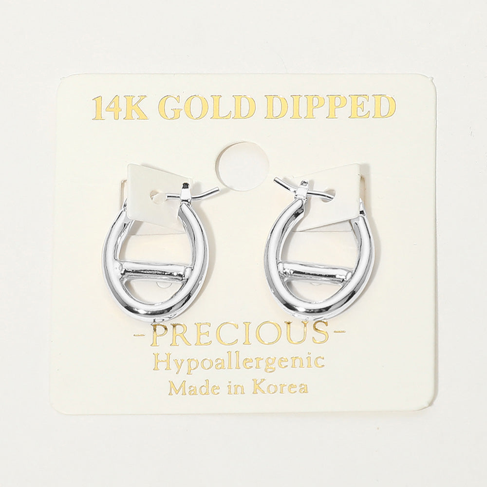 14K Gold Dipped Hypoallergenic Oval Pin Catch Hoop Earrings