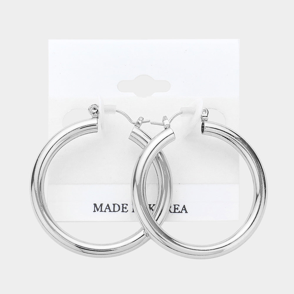 1.5" Metal Pin Catch Hoop Earrings
