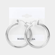 1.5" Metal Pin Catch Hoop Earrings