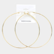 3.7" Metal Hoop Pin Catch Earrings