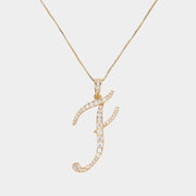 -F- CZ Initial Monogram Pendant Necklace
