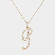 -P- CZ Initial Monogram Pendant Necklace