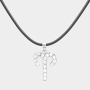 Aries - Stone Embellished Zodiac Pendant Necklace