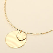 Hammered Metal Double Layered Disc Pendant Necklace