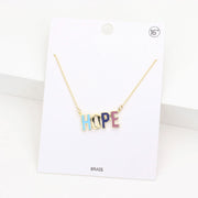 HOPE Brass Metal Enamel Message Pendant Necklace