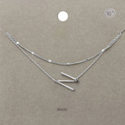 -N- Initial Monogram Brass Metal Necklace