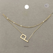 -P- Initial Monogram Brass Metal Necklace