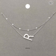 -R- Initial Monogram Brass Metal Necklace