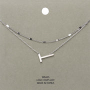 -T- Initial Monogram Brass Metal Necklace