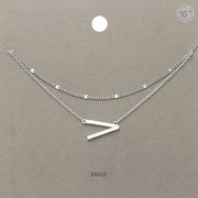 -V- Initial Monogram Brass Metal Necklace