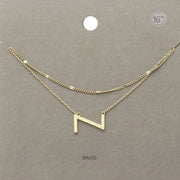 -Z- Initial Monogram Brass Metal Necklace