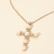 Pearl Cross Pendant Necklace