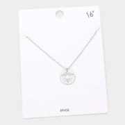 Brass Metal Cutout Honey Bee Disc Pendant Necklace