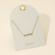 18K Gold Dipped Stone Pave MOMMY Plate Pendant Necklace