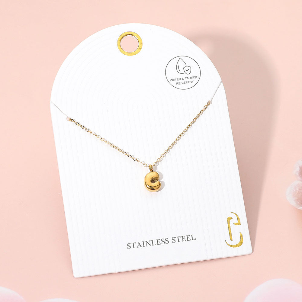 -C- Stainless Steel Monogram Pendant Necklace
